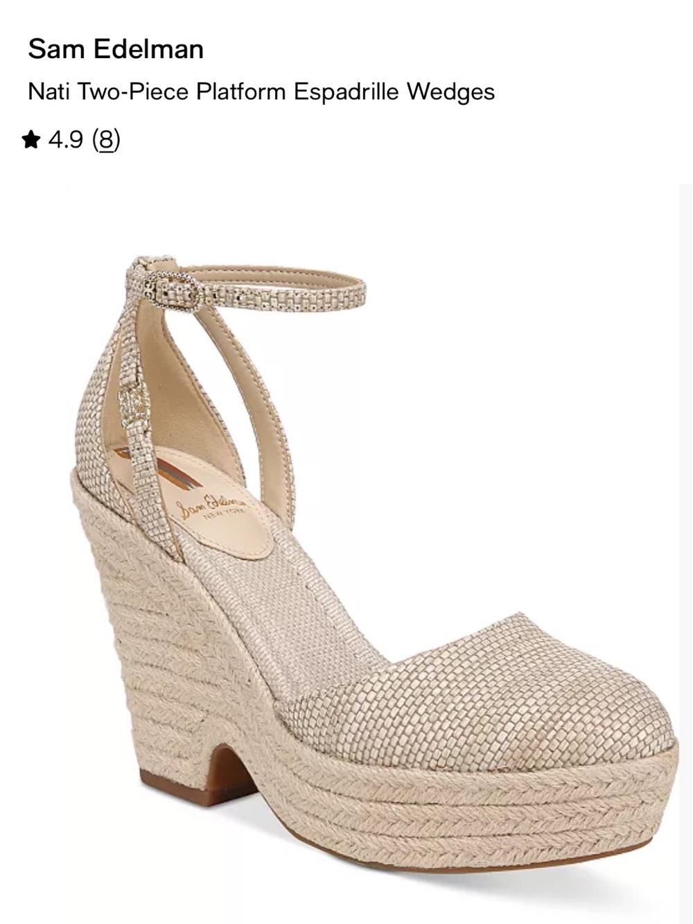 Sam Edelman Nati Platform Espadrille Wedges — Neutral Beige